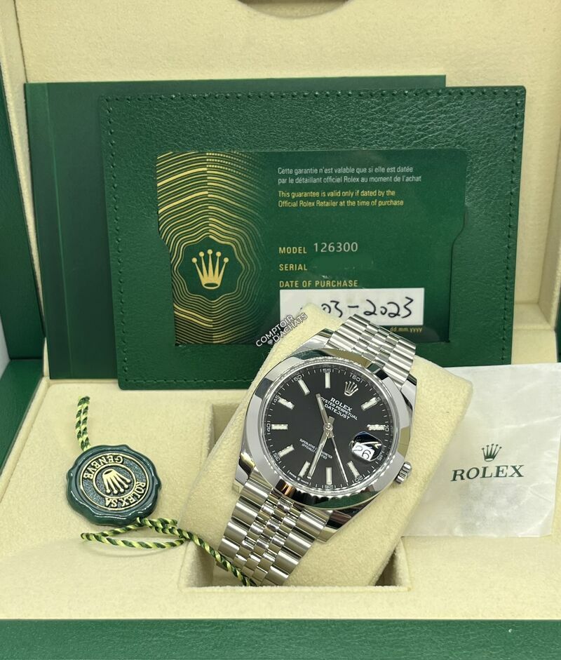 Rolex Datejust 41mm Boite Papier cadran noir Neuve de Mars 2023